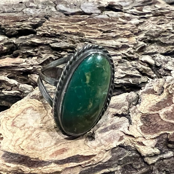 Vintage Native American Ring Green Turquoise Sterling Silver 925 Stone Gem 8 - Picture 3 of 8